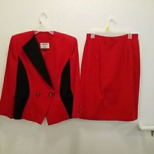 Kasper Women's Red and Black Blazer and Skirt Set